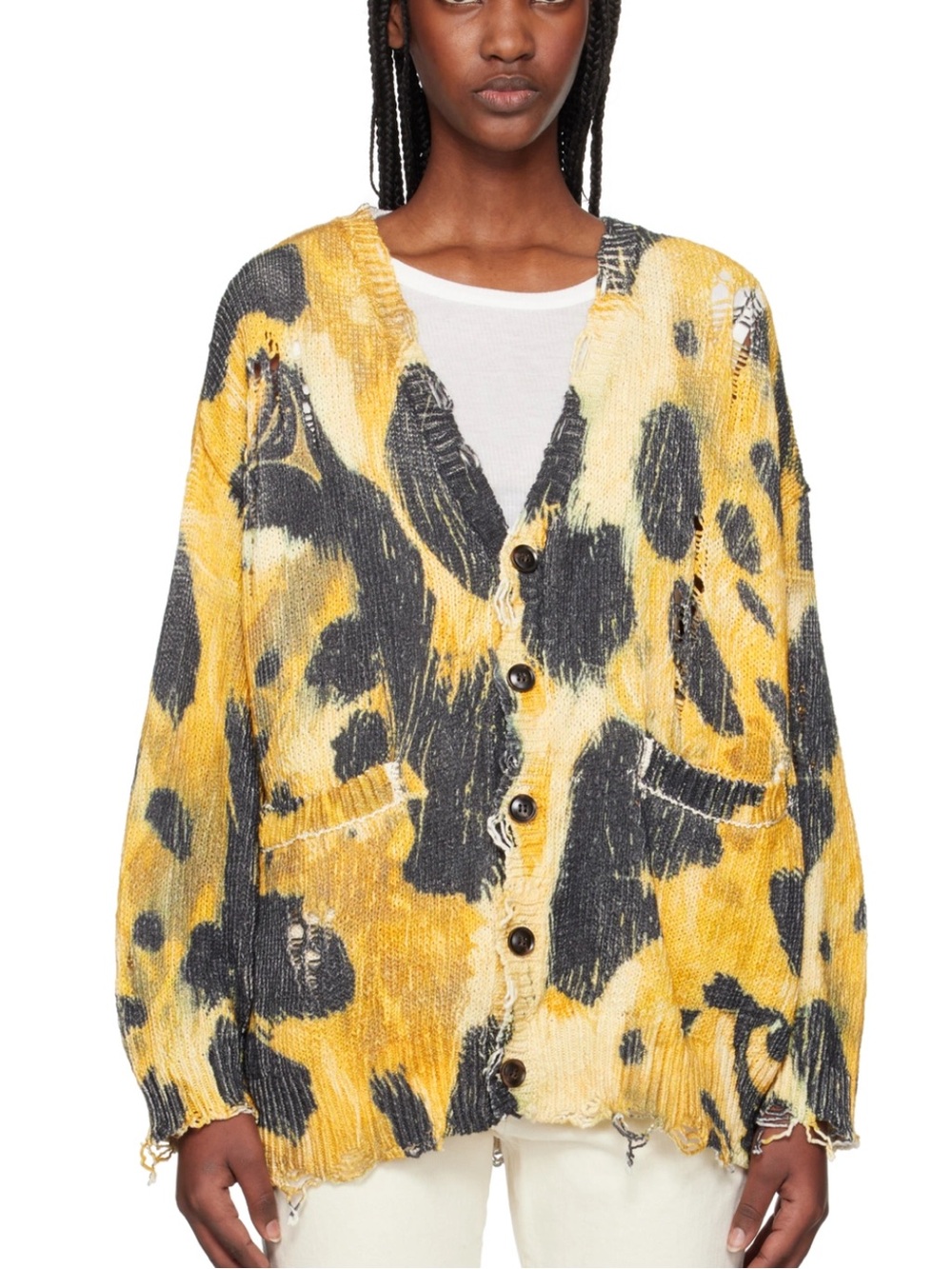 R13 Yellow Printed Oversized Cardigan